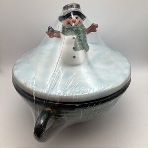 Oneida Snowman Portraits Christmas Fill-A-Bowl & Lid Mint in Box Fiddlestix
